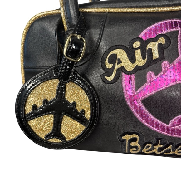 Betsey Johnson air travel handbag  black/pink with Vintage Design - Picture 4 of 13